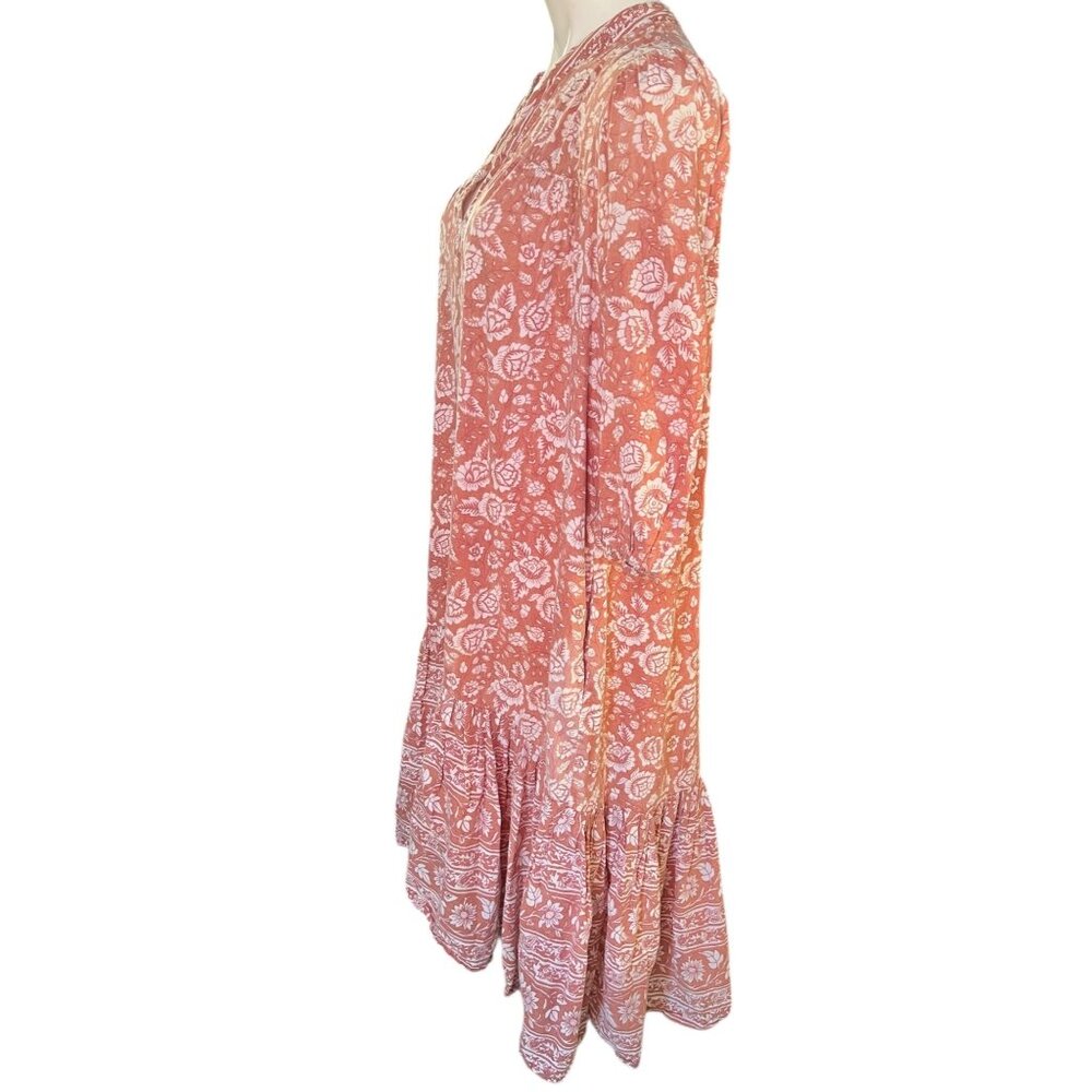 Cleobella Midi Dress Size S to L Tiered 3/4 Sleeves Terracotta Cotton Boho - Picture 2 of 15